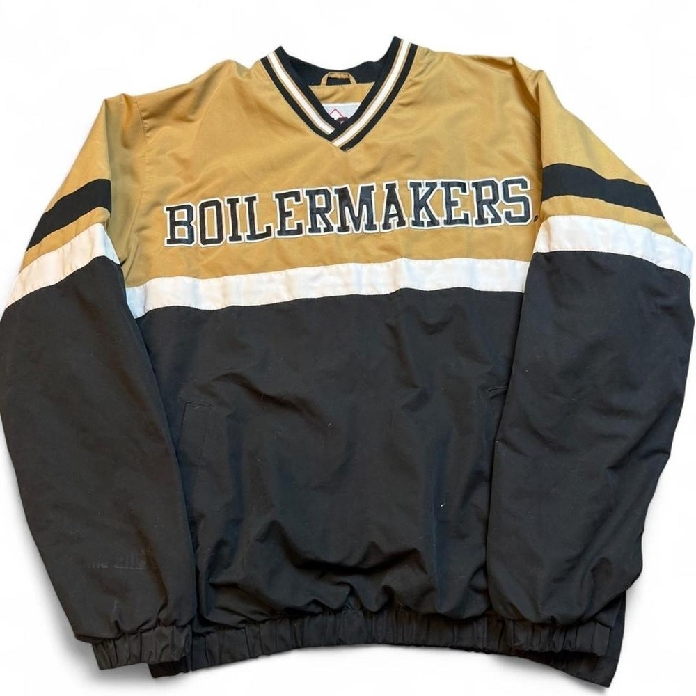 Vintage University of Purdue Boilermakers v-neck pullover windbreaker large